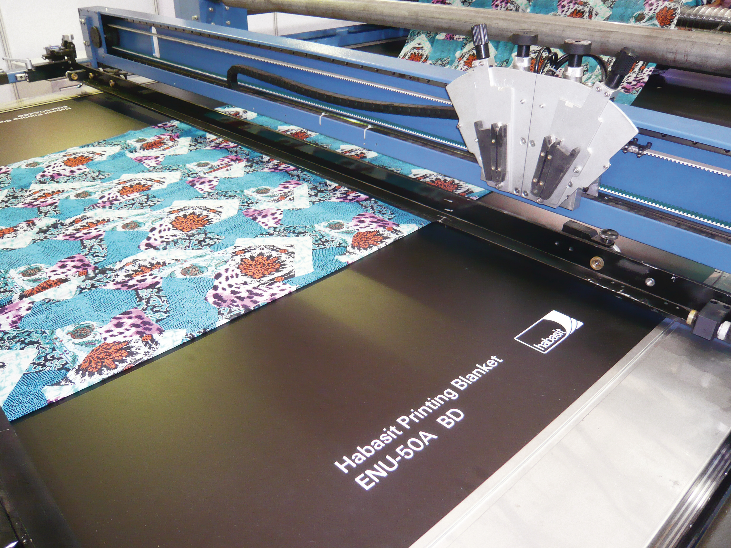 textiel op Habasit printdekens