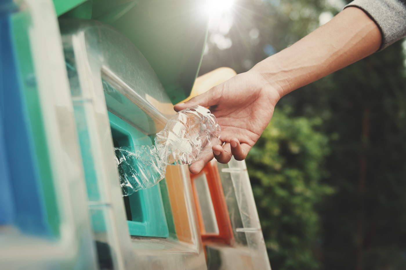 plastic bottle thrown into the trash